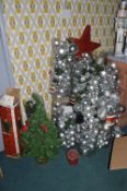 *Large Quantity of Silver Christmas Garlands, Miniature Tree, etc.