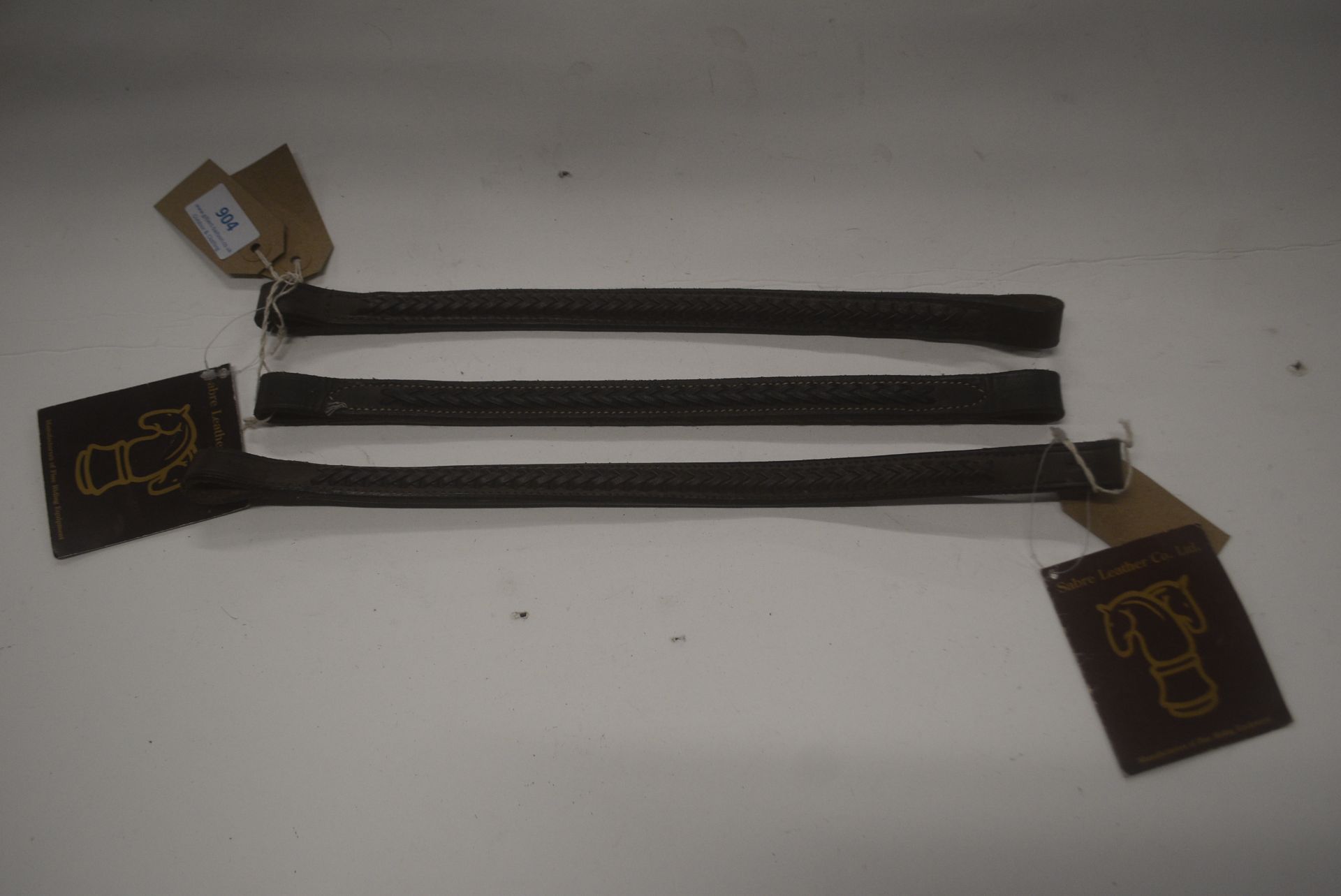 3x Assorted Leather Braided Browbands in Brown