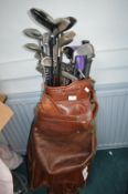 Golf Bag and Assorted Vintage Golf Clubs