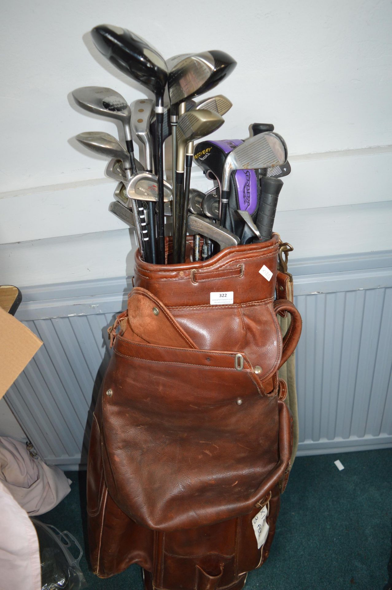 Golf Bag and Assorted Vintage Golf Clubs