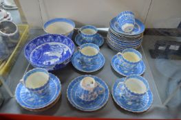 Blue & White Willow Pattern Part Tea Set 30+pcs