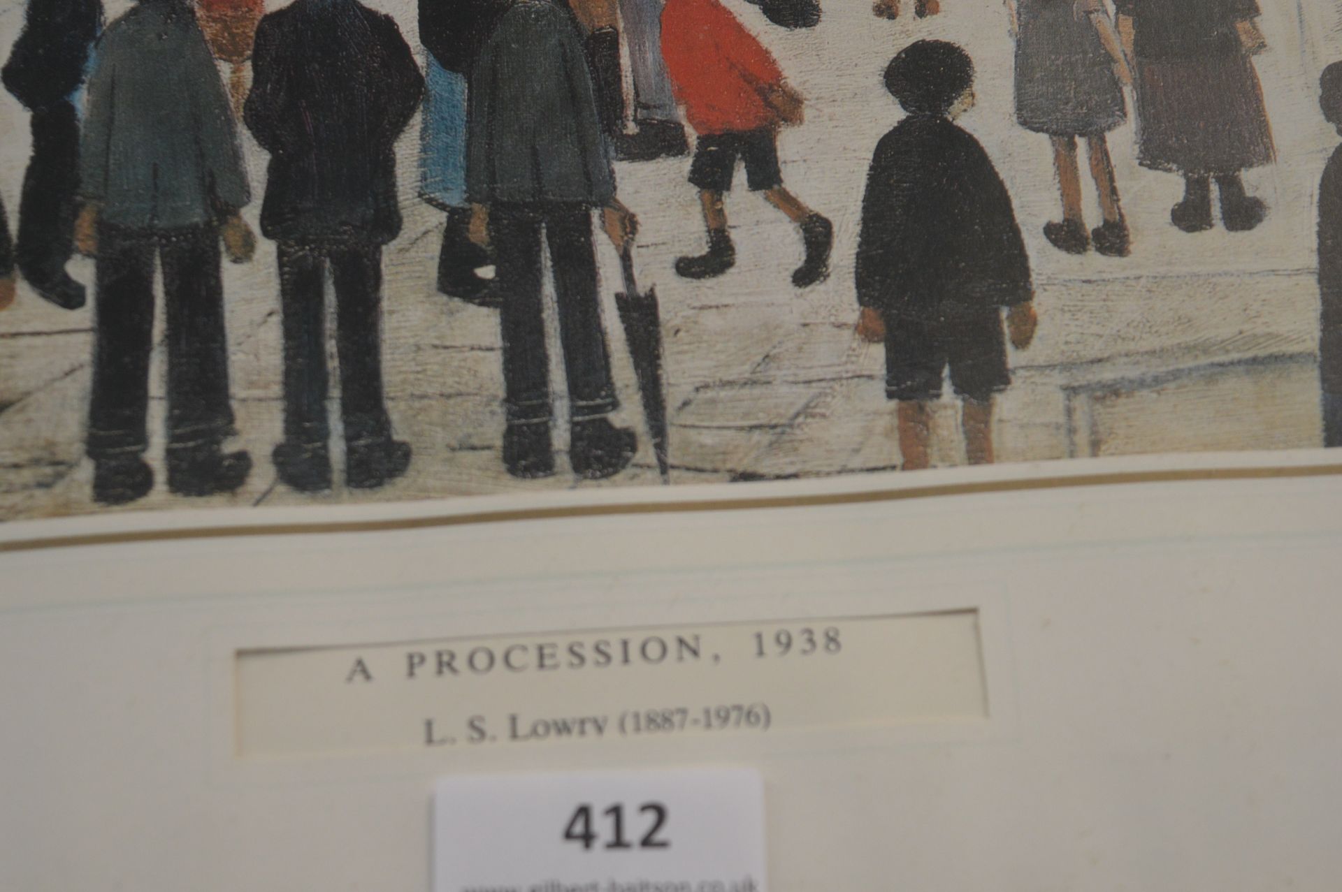 Framed Lowry Print “A Procession, 1938” - Image 2 of 2