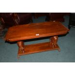 Solid Wood Coffee Table with Carved Elephant Design