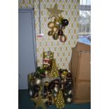 *Quantity of Gold Christmas Garlands, Small Tree, etc.