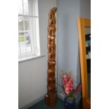 ~6ft Carved Wooden Tower of Elephants