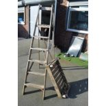 Folding Wood Step Ladder, and a Wooden Fruit Crate