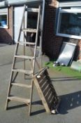 Folding Wood Step Ladder, and a Wooden Fruit Crate