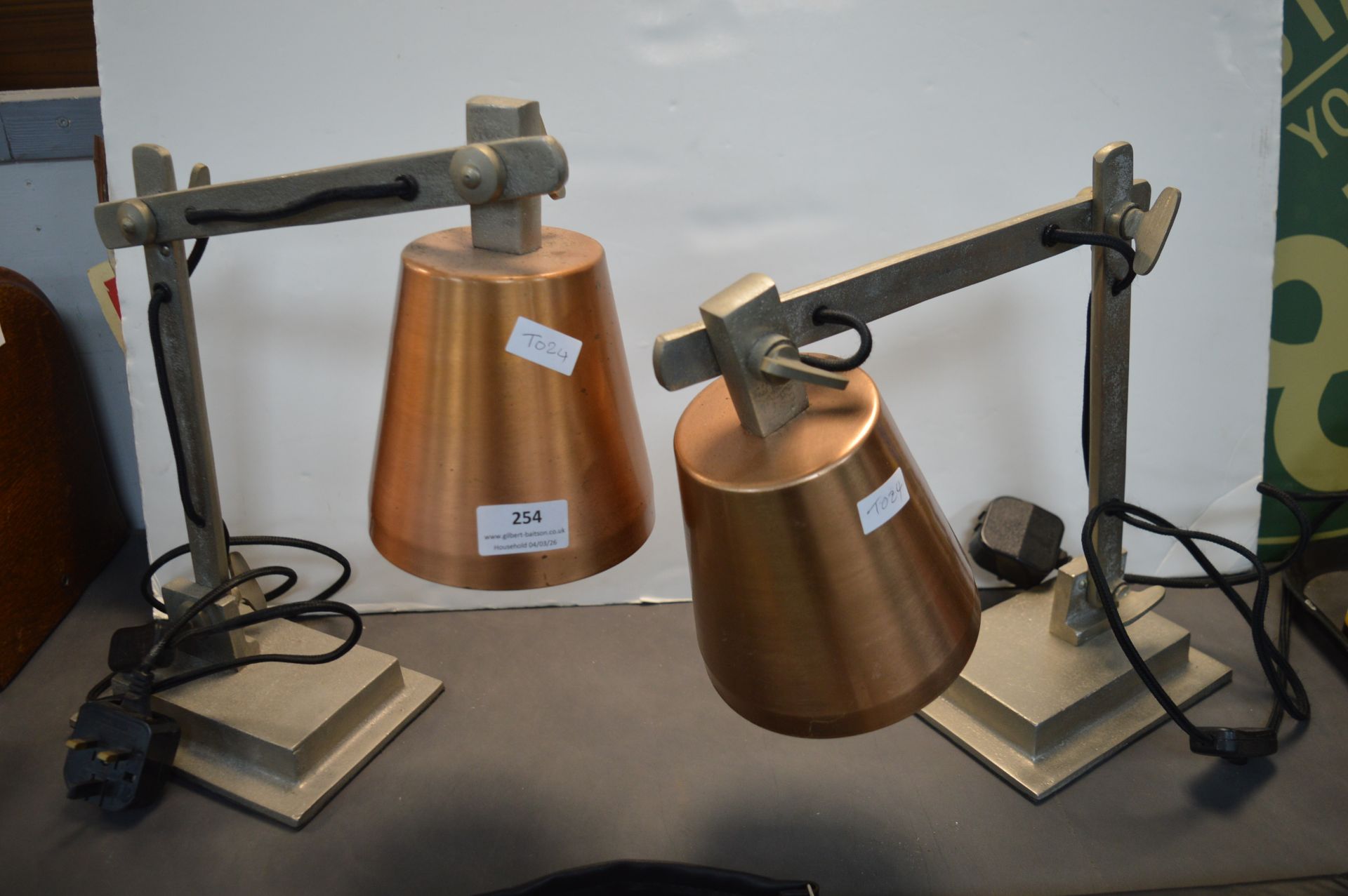 *Pair of Industrial Style Adjustable Desk Lamps