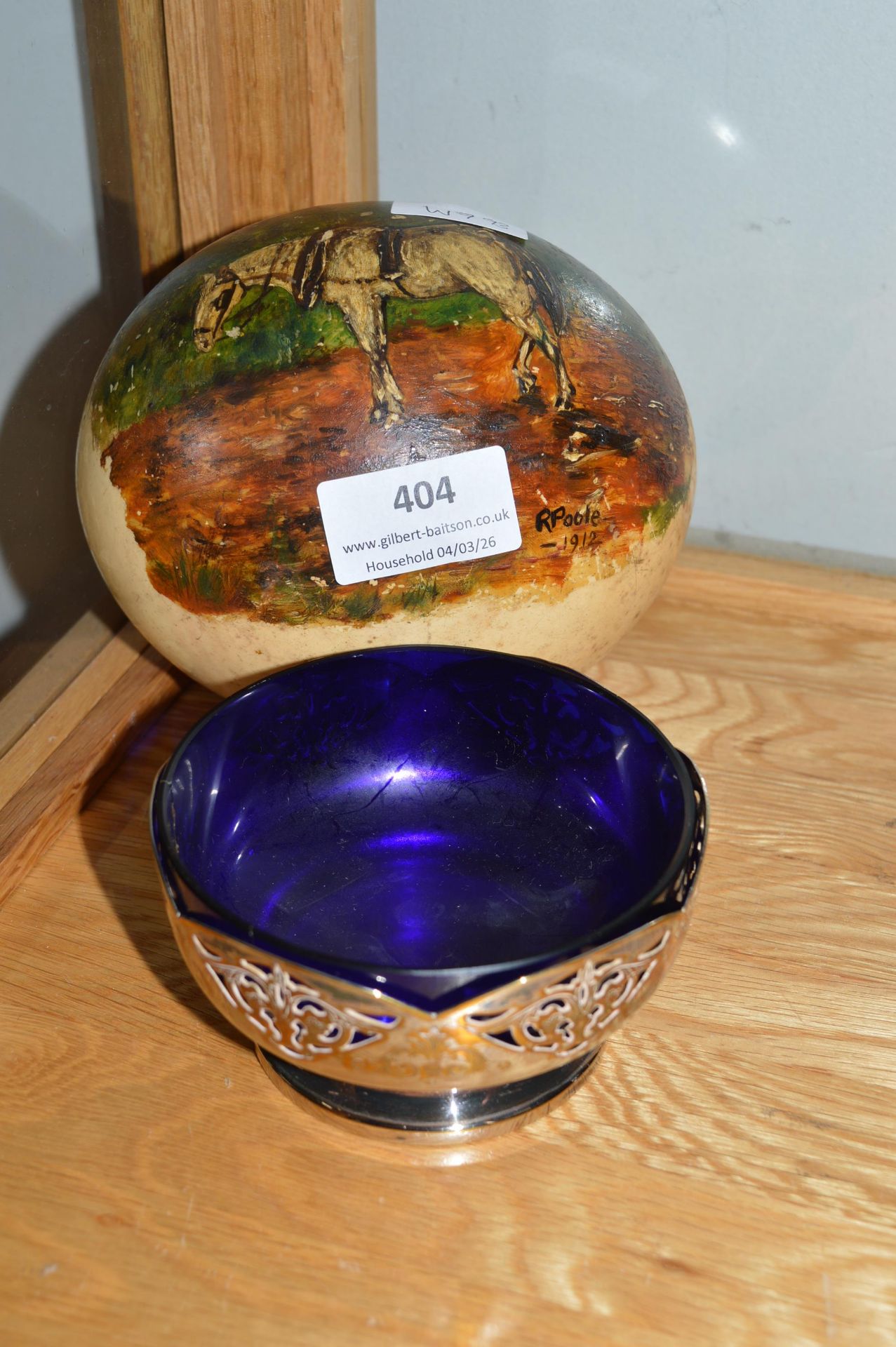 Painted Ostrich Egg Dated 1912 - Image 2 of 2