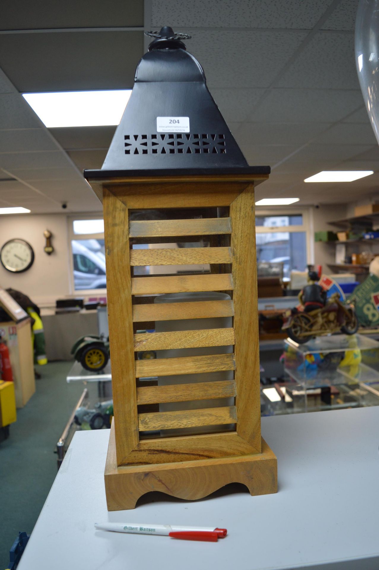 Large Wood & Metal Candle Lamp