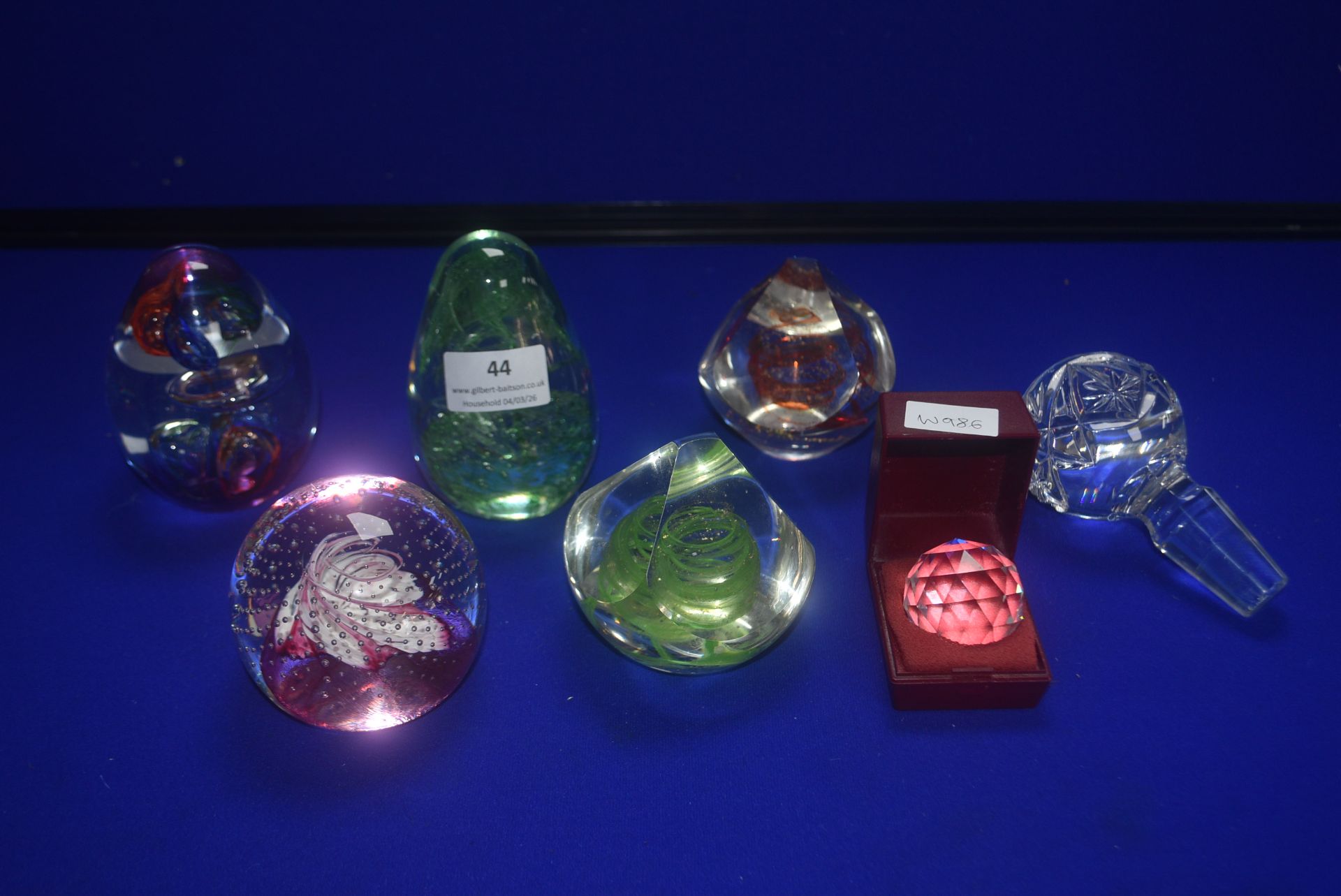 6x Glass Paperweights Including Caithness