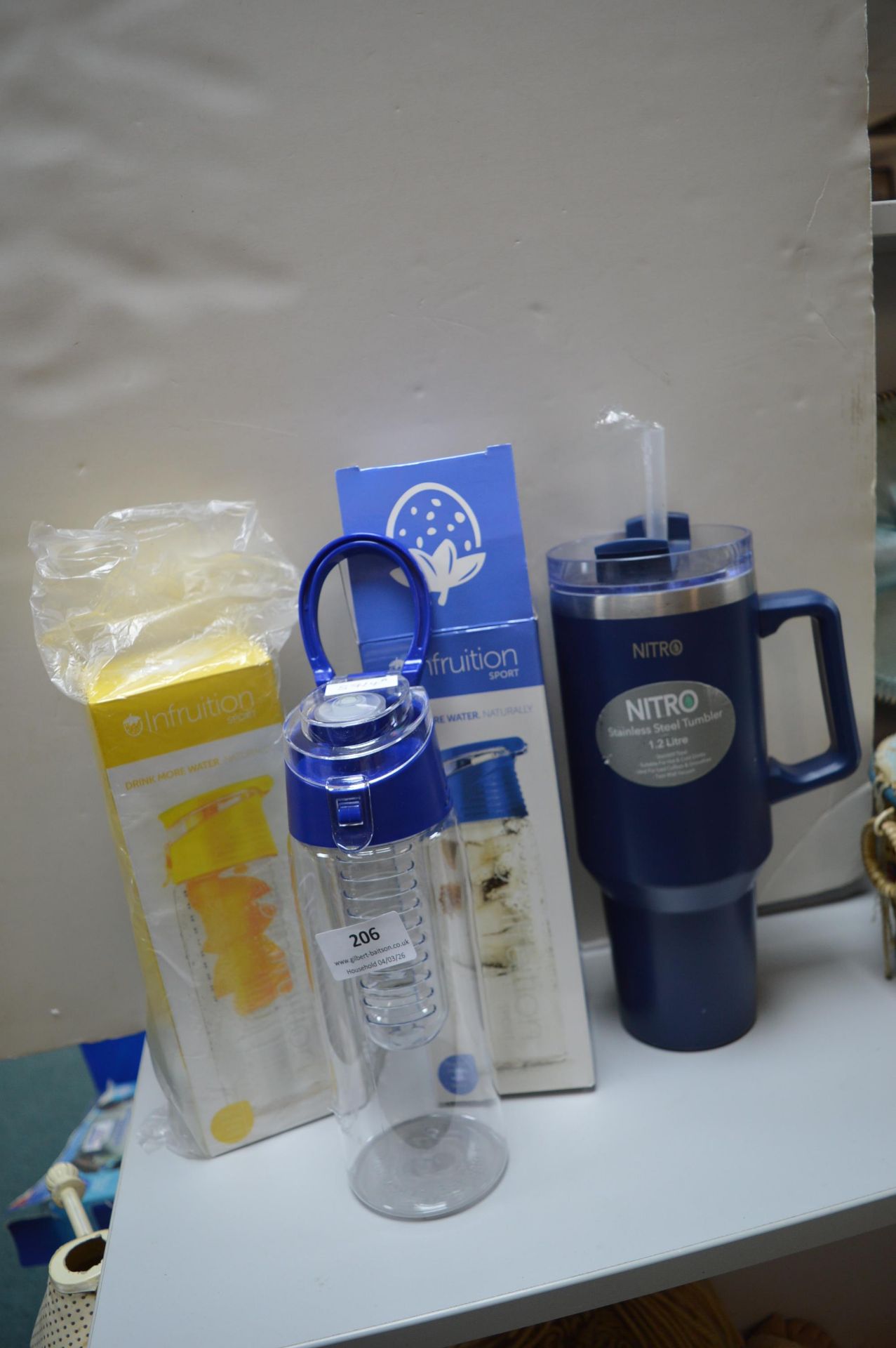 2x Infruition Water Bottles, and a 1.2L Nitro Drinks Tumbler