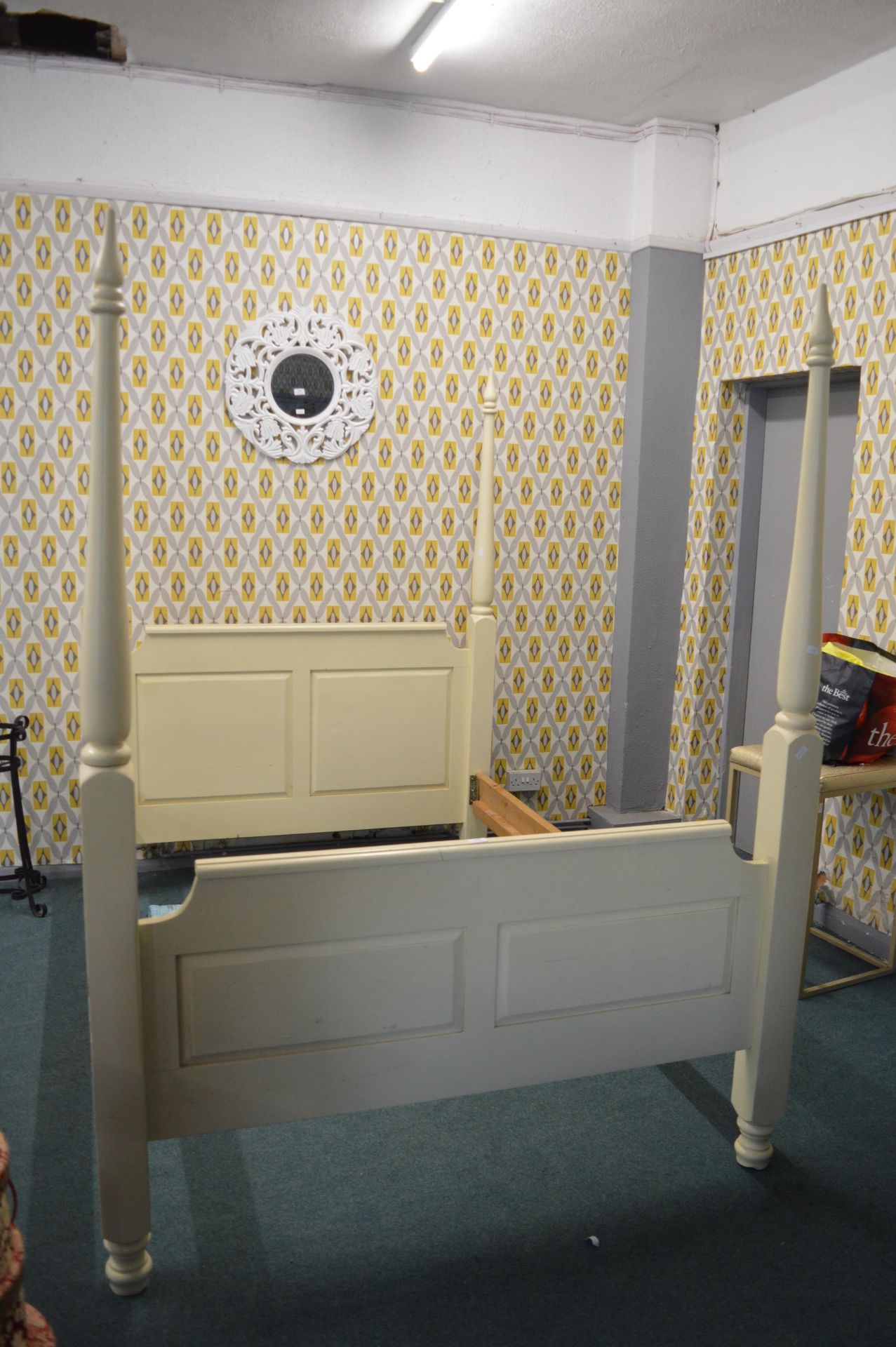 Cream Painted Pine Four Poster Bed Frame
