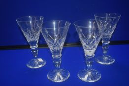 Set of Four Cut Glass Lead Crystal Wine Glasses