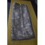 Pair of Johnas & James Truffle Grey Patterned Satin Sheen Lined Eyelet Curtains ~220cm drop x ~166cm