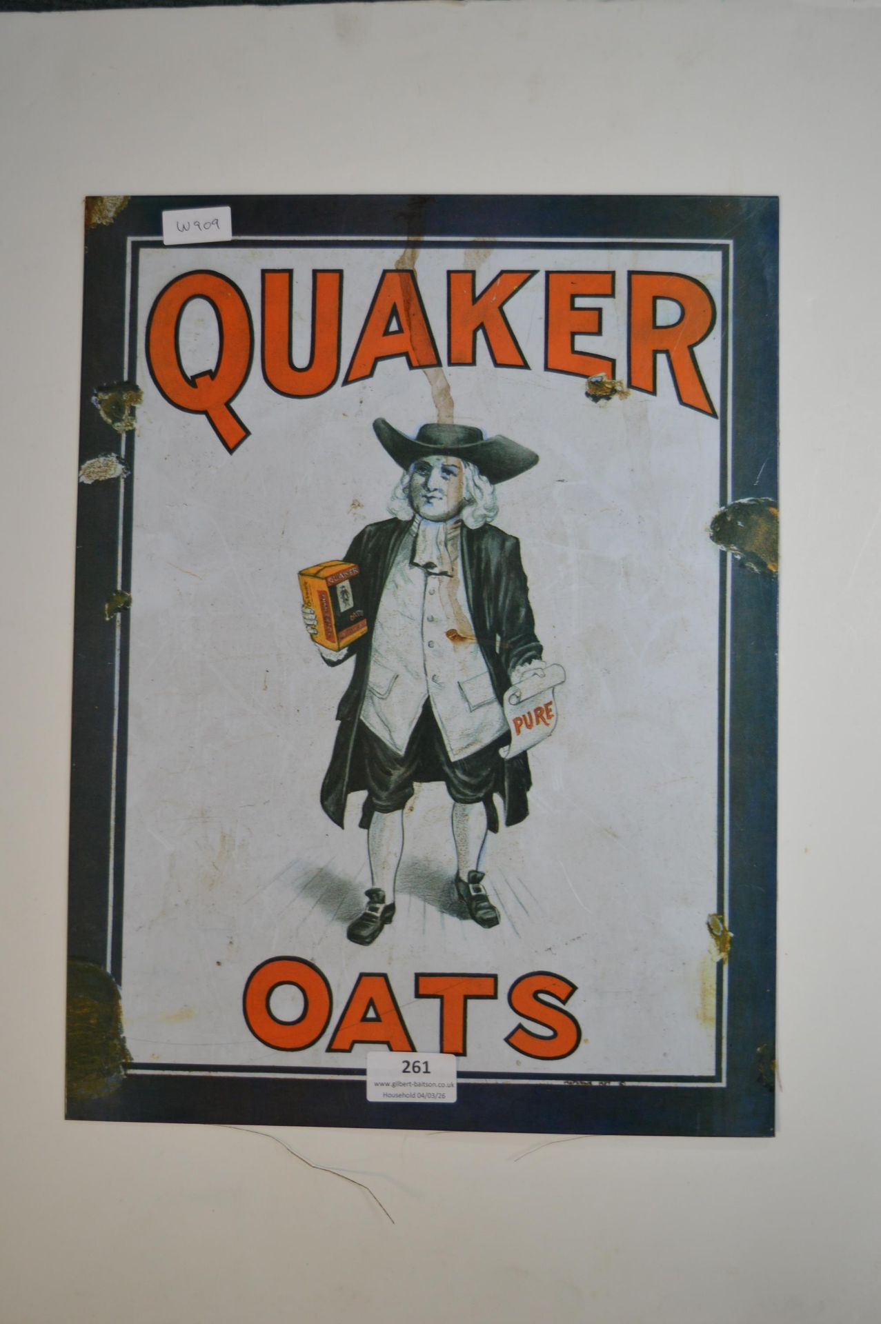 Quaker Oat Reproduction Metal Advertising Sign