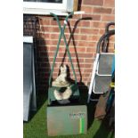 Qualcast Panther 30DL Manual Lawnmower, and 2x Garden Animal Ornaments