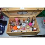 Wooden Wine Box Containing Toiletries and Cosmetics