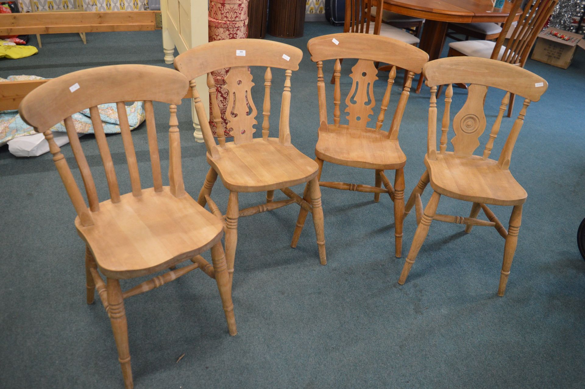 4x Assorted Beechwood Slatback Chairs