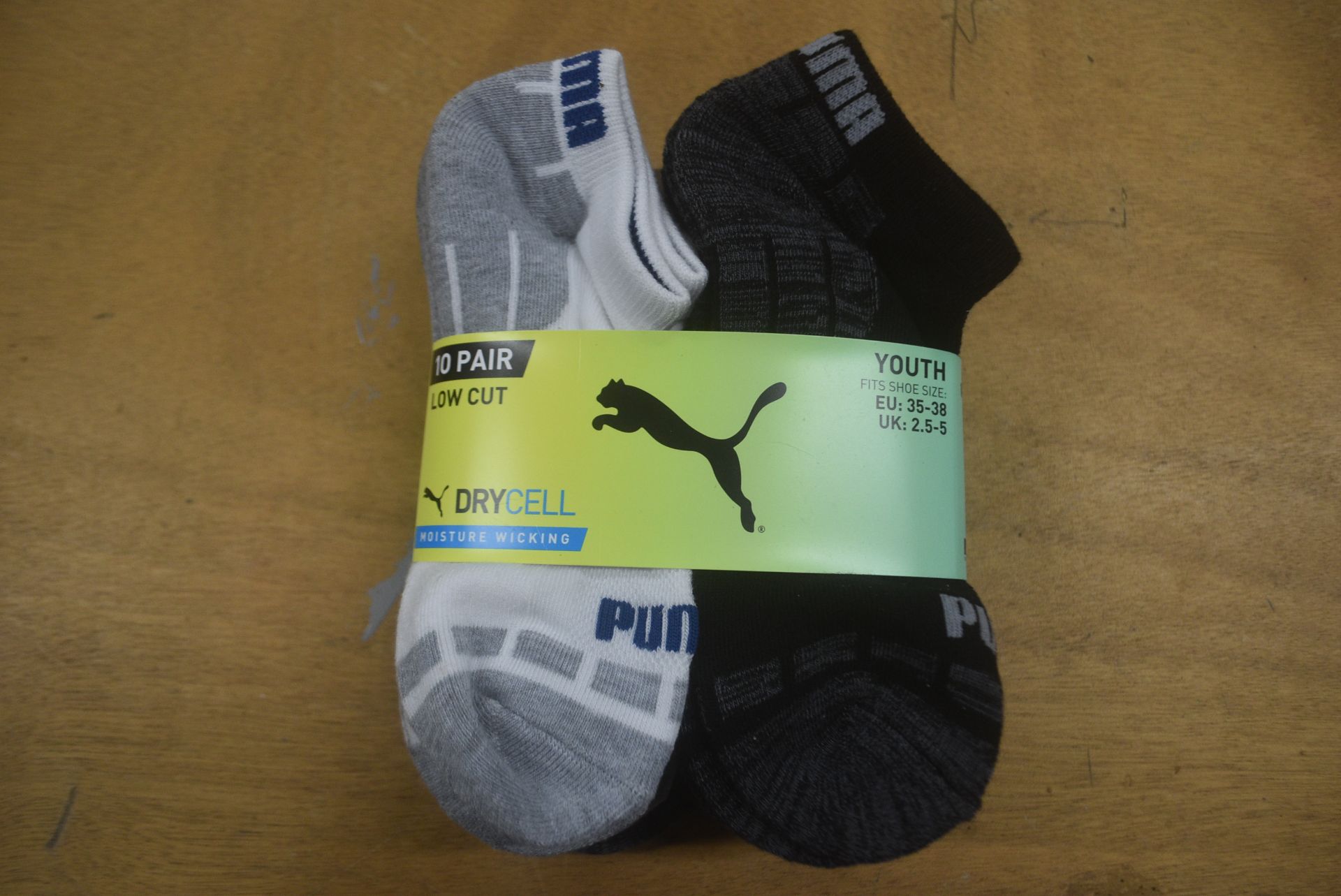 10x Pairs of Puma Kid’s Dry-Cell Low Cut Socks Size: 2.5-5 (dark colourway)
