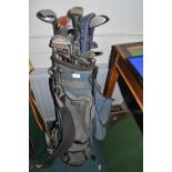 Golf Bag and Assorted Vintage Golf Clubs