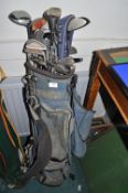 Golf Bag and Assorted Vintage Golf Clubs