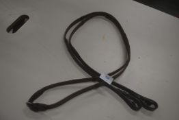 Brown Webbing & Leather Reigns with Stops