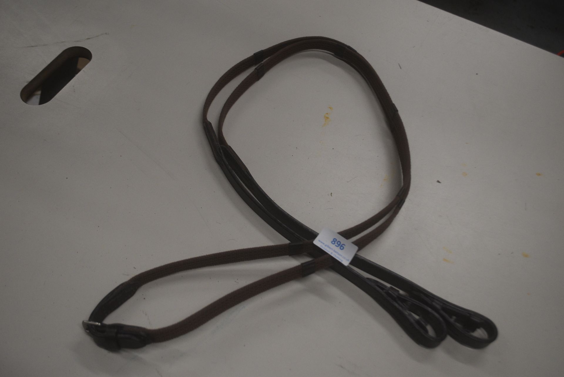 Brown Webbing & Leather Reigns with Stops