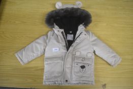 Fred & Flo Beige Padded Teddy Bear Fleece Lined Coat Age: 9-12 months (preworn)