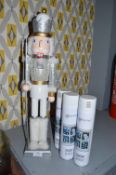 Christmas Nutcracker, and 3x Tins of Snow Spray