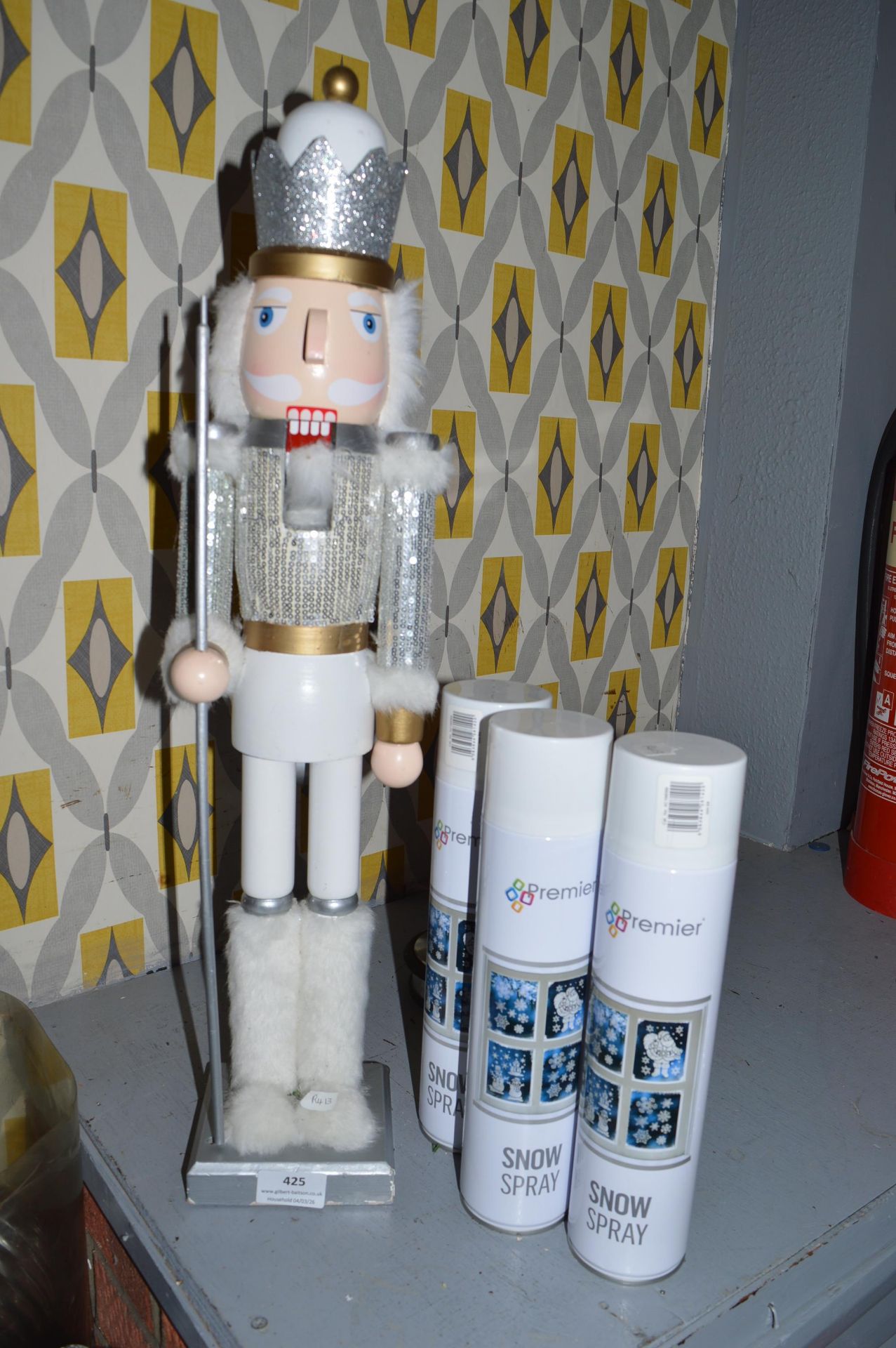 Christmas Nutcracker, and 3x Tins of Snow Spray