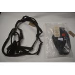 Bitless Webbing Bridle Full Size Black, and a Pair of Libby’s Black Rubbered Webbing Reigns