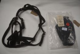 Bitless Webbing Bridle Full Size Black, and a Pair of Libby’s Black Rubbered Webbing Reigns