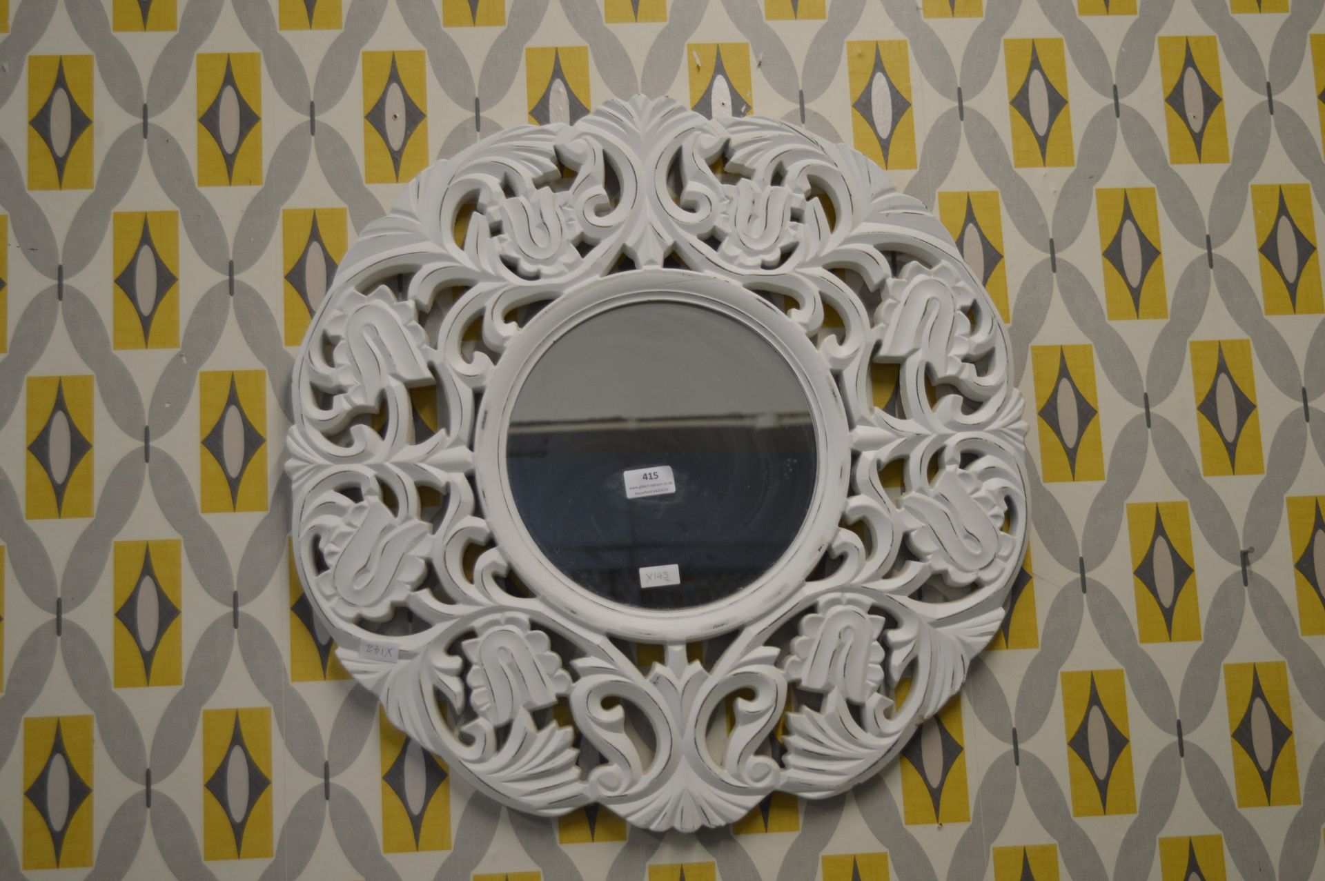 White Painted Carved Mirror