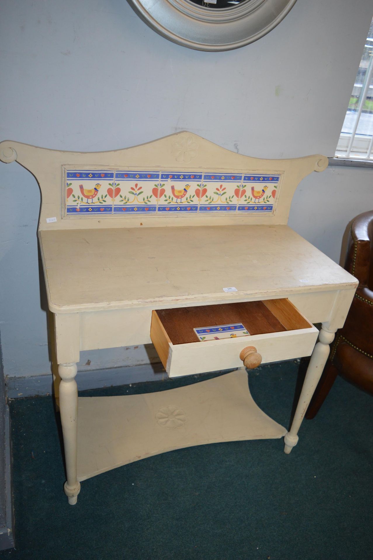White Painted Washstand with Chicken Design Tiles - Image 3 of 3