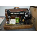 Vintage Singer Manual Portable Sewing Machine with Case