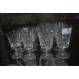 2x Sets of 6 Cut Glass Lead Crystal Wine Glasses