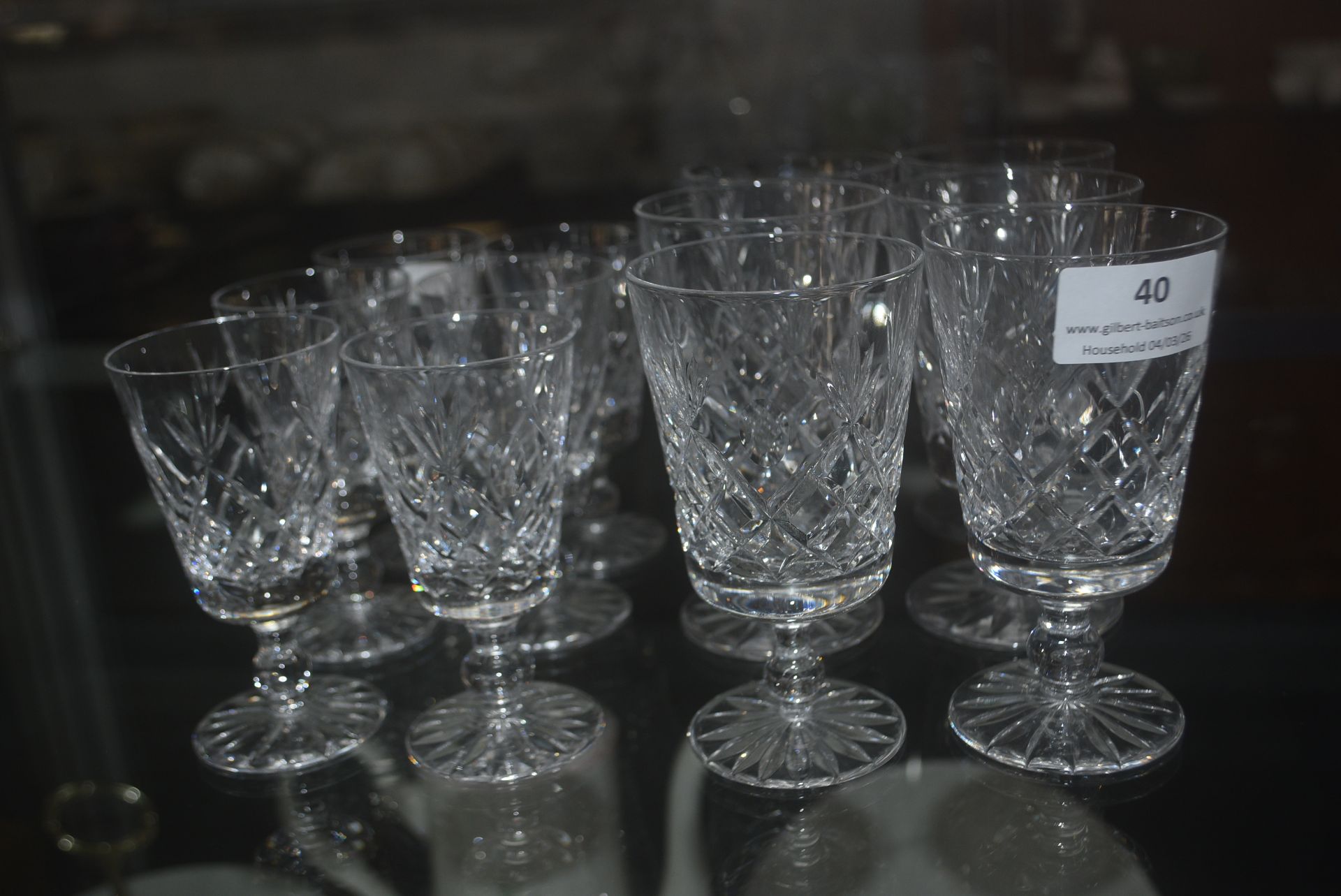 2x Sets of 6 Cut Glass Lead Crystal Wine Glasses