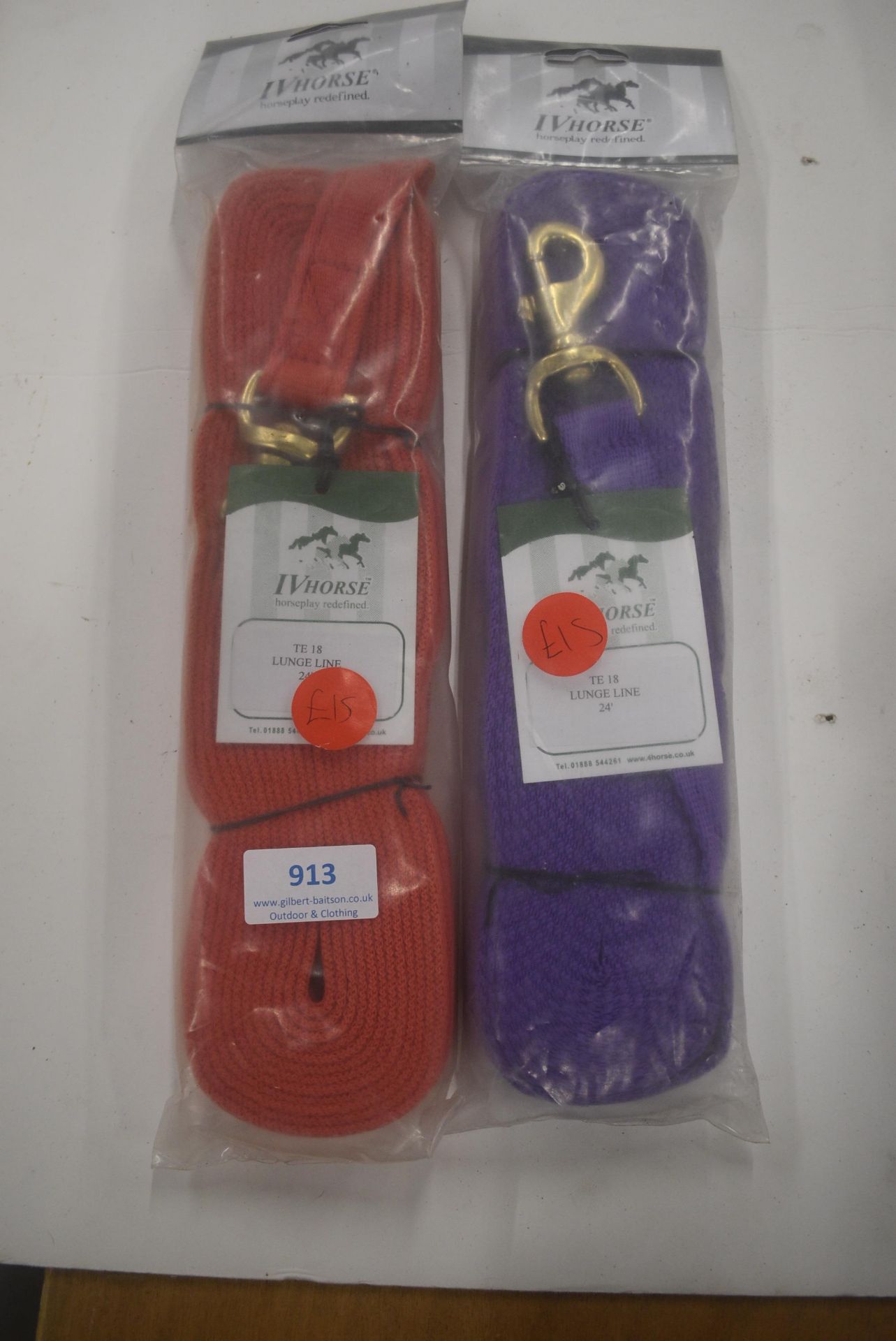 2x Ivy’s Horse Lunge Lines 24ft - 1x Red 1x Purple