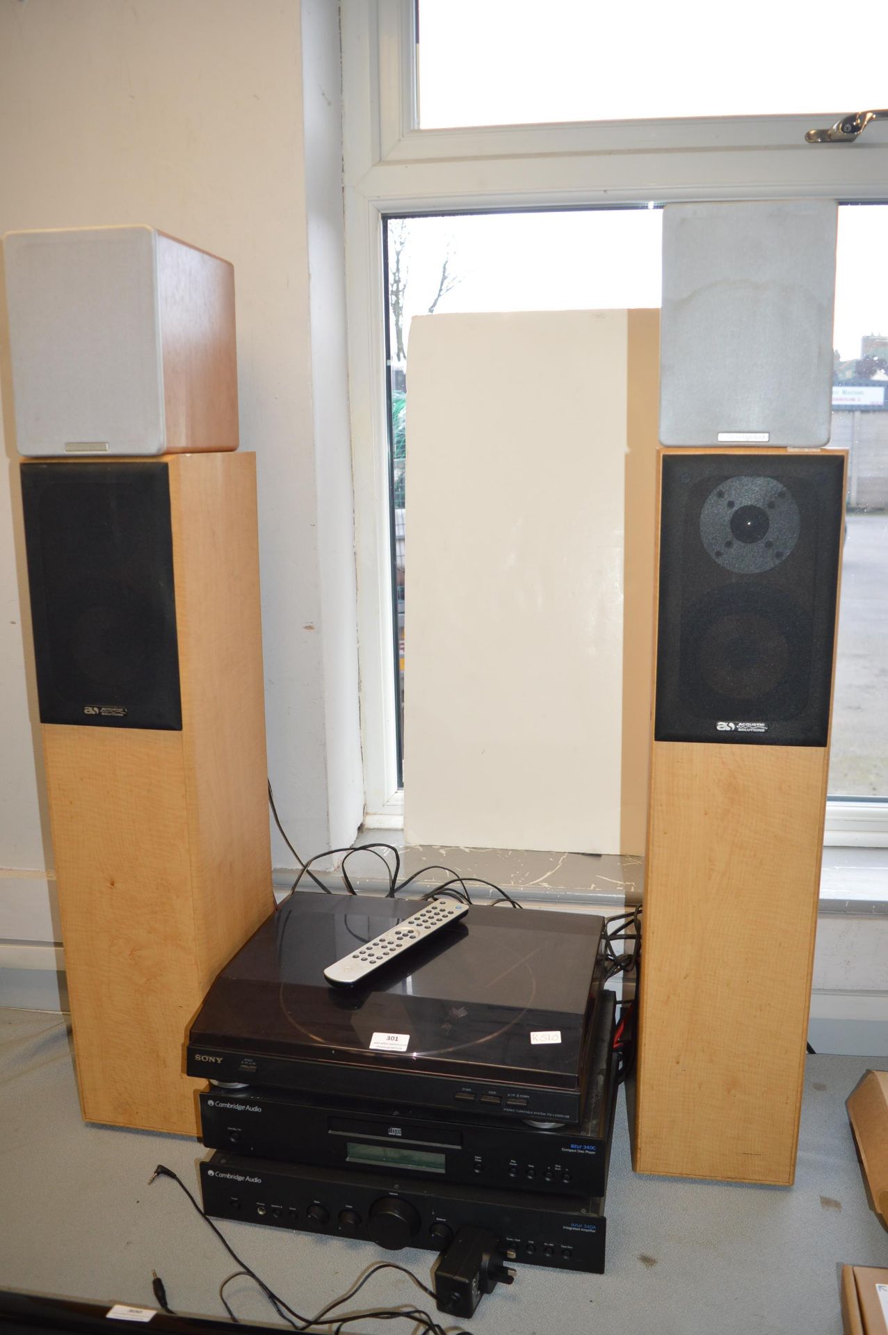 Assorted Audio Including Cambridge Azur Amp & CD Player, Sony Turntable, Acoustic Solutions