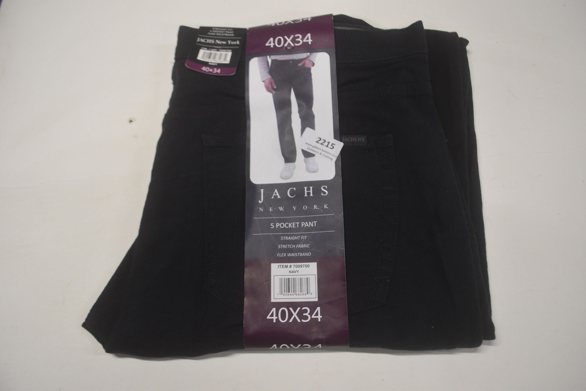 *Jach New York Straight Fit Stretch Five Pocket Navy Jeans Size: 40x34