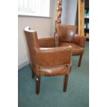 Pair of Leather Tub Chairs by Halo