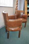 Pair of Leather Tub Chairs by Halo