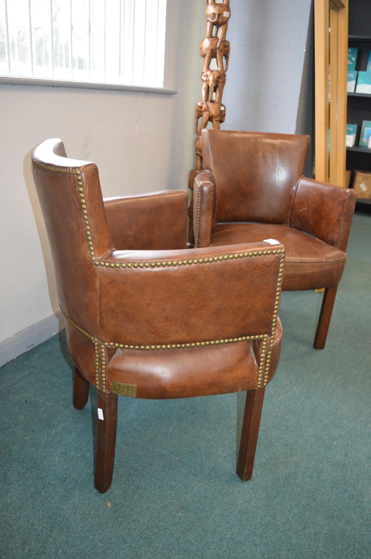 Pair of Leather Tub Chairs by Halo