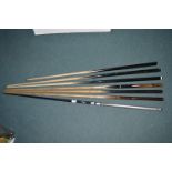 7x Snooker Cues Including John Parrot Carbon Fibre Cue