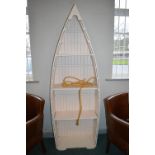2m Cream Painted Boat Shaped Shelf Unit
