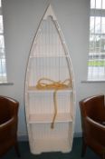 2m Cream Painted Boat Shaped Shelf Unit