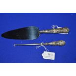 Hallmarked Sterling Silver Handled Cake Slice and Button Hook