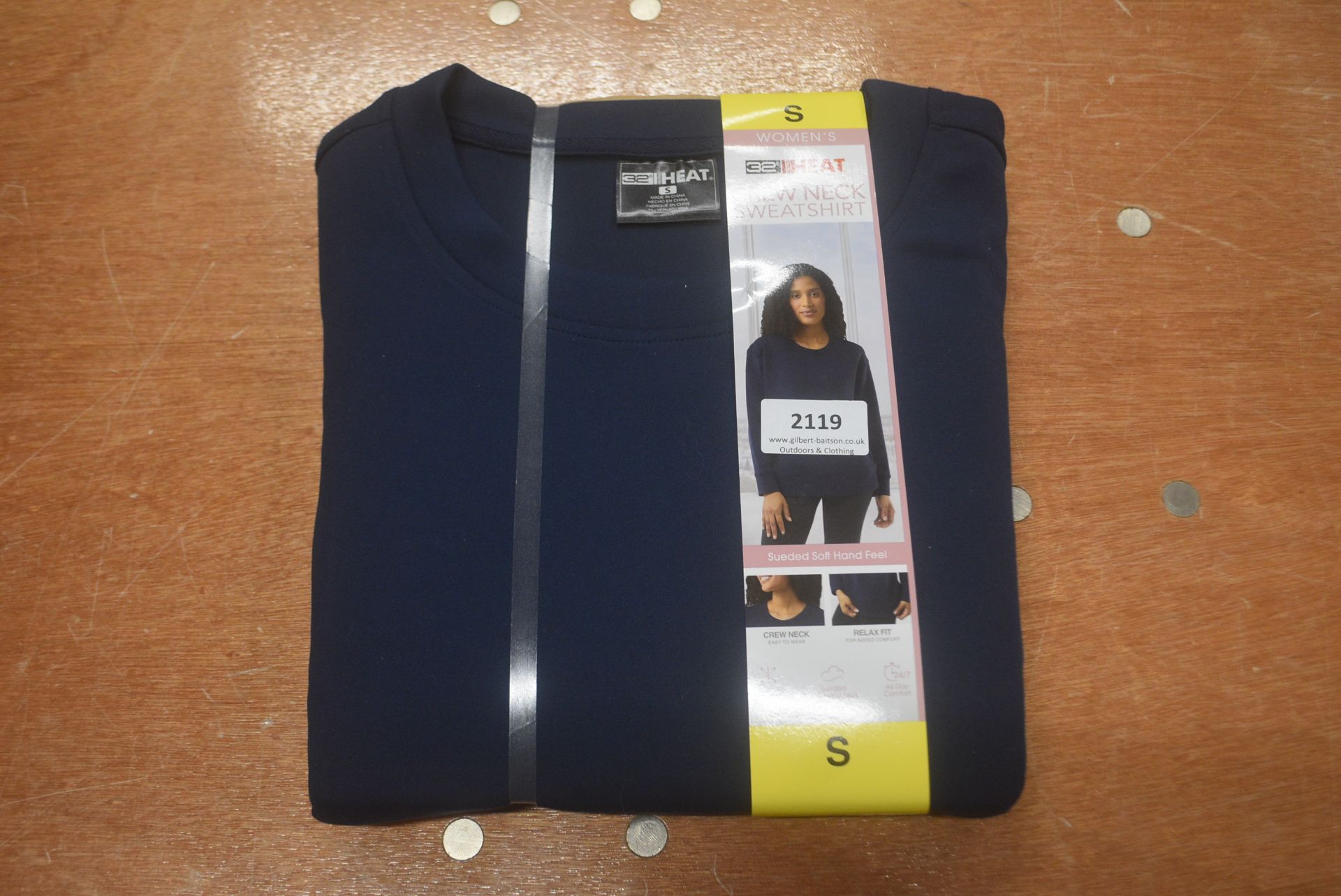 *32 Degrees Heat Sueded Soft Feel Crewneck Jumper in Navy Size: S