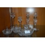 Cut Glass Lead Crystal Candlesticks and Ring Dishes etc.